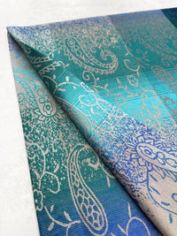 LARGE REVERSIBLE BLUE OMBRE PAISLEY PRINT PASHMINA SHAWL SCARF WRAP