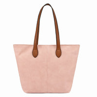 LIGHTWEIGHT BLUSH PINK FAUX LEATHER TOTE HANDBAG