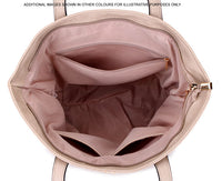 LIGHTWEIGHT TAN FAUX LEATHER TOTE HANDBAG