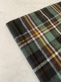 LONG BLACK WOOL MIX CHECKED TARTAN SCARF