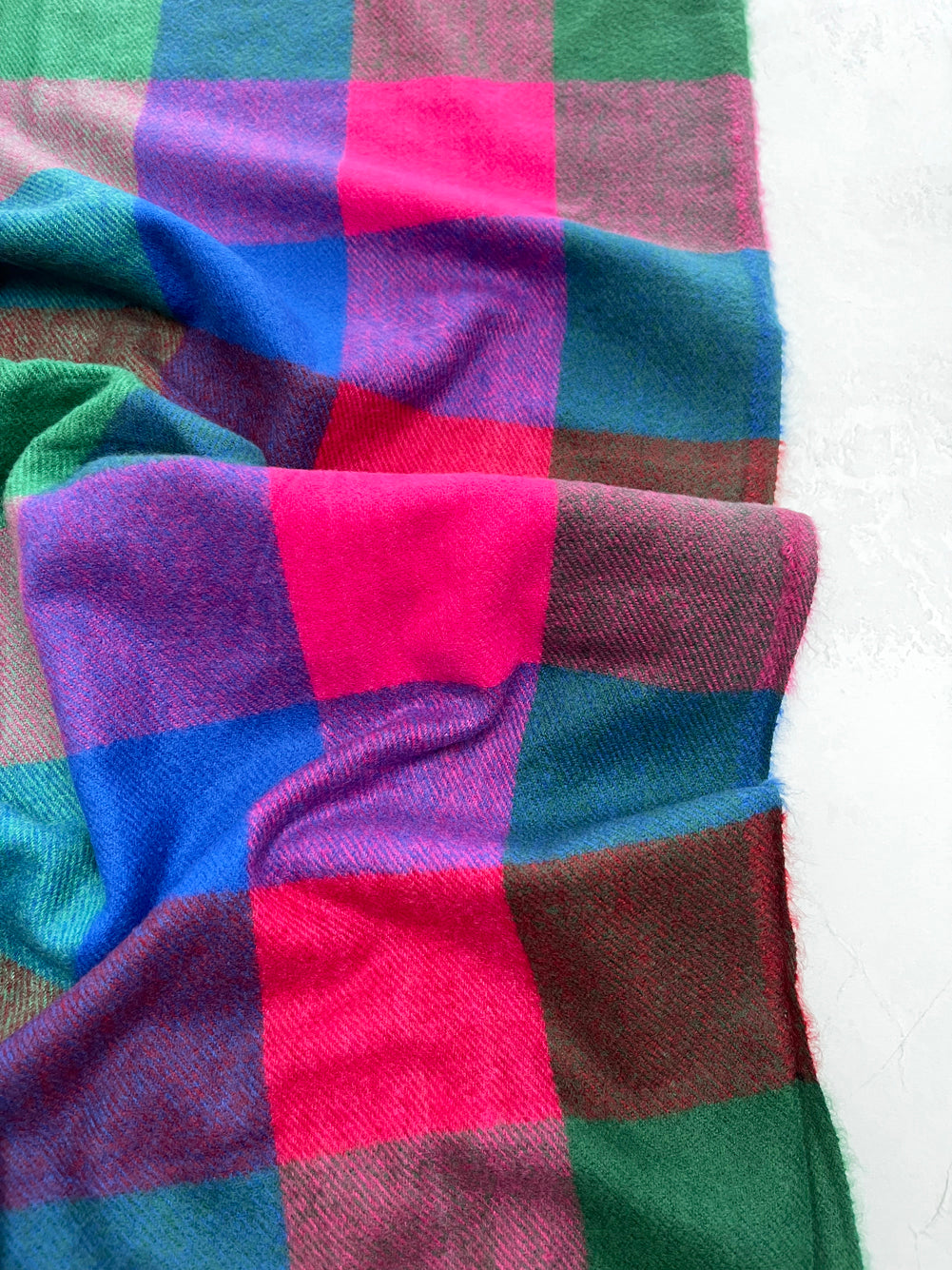 LONG MULTI COLOURED WOOL MIX CHECKED TARTAN SCARF
