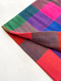 LONG MULTI COLOURED WOOL MIX CHECKED TARTAN SCARF