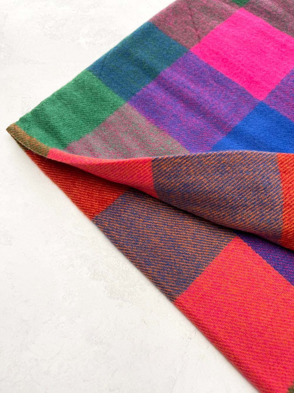 LONG MULTI COLOURED WOOL MIX CHECKED TARTAN SCARF