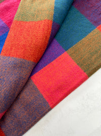LONG MULTI COLOURED WOOL MIX CHECKED TARTAN SCARF