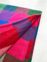 LONG MULTI COLOURED WOOL MIX CHECKED TARTAN SCARF