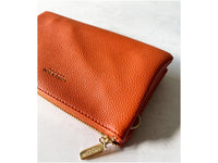 SMALL MULTI-POCKET CROSSBODY PURSE BAG WITH WRIST AND LONG STRAPS - ORANGE