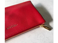 SMALL MULTI-POCKET CROSSBODY PURSE BAG WITH WRIST AND LONG STRAPS - RED