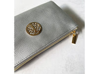 SMALL MULTI-COMPARTMENT CROSS-BODY PURSE BAG WITH WRIST AND LONG STRAPS - SILVER