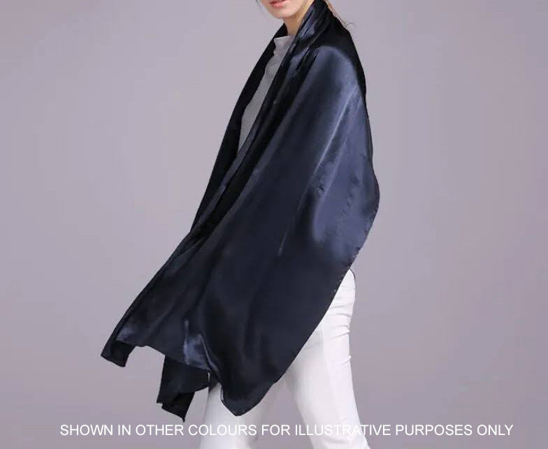 LONG PLAIN TAUPE SATIN SCARF SHAWL WRAP