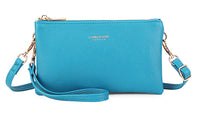 Small Multi-Pocket Crossbody Purse Bag With Wristlet And Long Strap