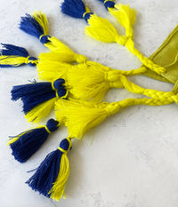YELLOW LOTUS FLORAL PRINT SQUARE TASSEL SCARF