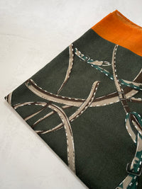 LARGE KHAKI GREEN CONTEMPORARY BUCKLE PRINT PASHMINA SHAWL SCARF