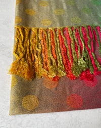 LARGE PINKY PURPLE MULTI-COLOUR DOT PRINT PASHMINA SHAWL SCARF