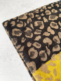 LARGE WOOL MIX THICK LEOPARD PRINT SHAWL - MUSTARD - A-SHU.CO.UK