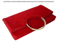 A-SHU 2 PIECE FAUX SUEDE HOLDALL HANDBAG / FOLD-OVER CLUTCH BAG WITH CROSS-BODY BAG - BEIGE - A-SHU.CO.UK