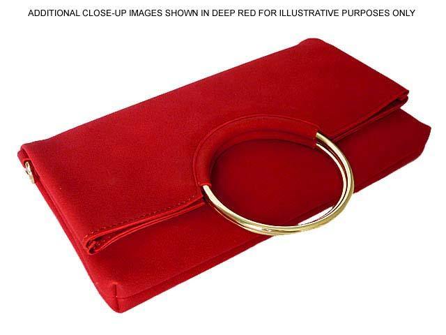 A-SHU 2 PIECE FAUX SUEDE HOLDALL HANDBAG / FOLD-OVER CLUTCH BAG WITH CROSS-BODY BAG - BEIGE - A-SHU.CO.UK