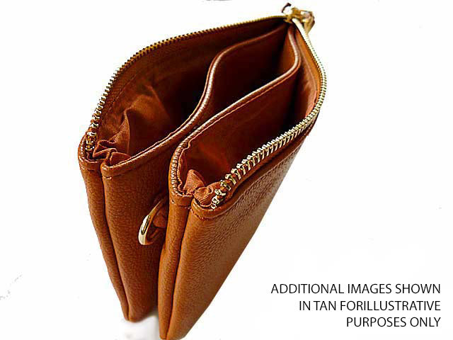 SMALL MULTI-POCKET CROSSBODY PURSE BAG WITH WRIST AND LONG STRAPS - ORANGE