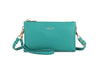 SMALL MULTI-POCKET CROSSBODY PURSE BAG WITH WRIST AND LONG STRAPS - DARK TEAL