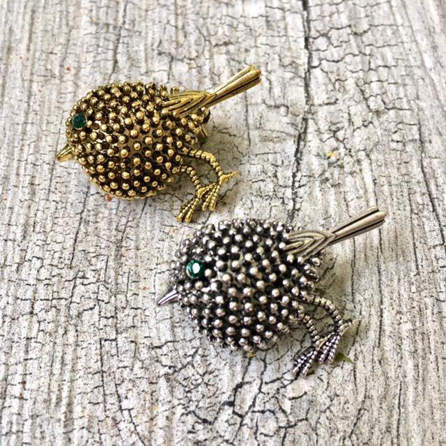 A-SHU ANTIQUE VINTAGE METAL 3-D SILVER BIRD BROOCH / DRESS COLLAR SCARF PIN - A-SHU.CO.UK