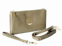 A-SHU SMALL MULTI-COMPARTMENT CROSS-BODY PURSE BAG WITH WRIST AND LONG STRAPS - LIGHT GREY - A-SHU.CO.UK