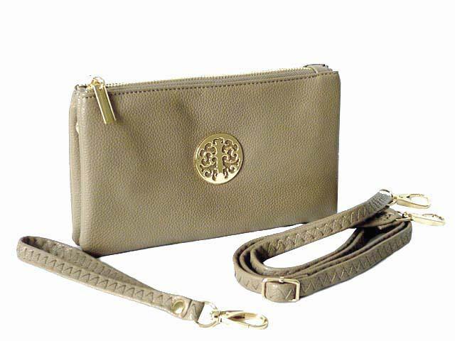 A-SHU SMALL MULTI-COMPARTMENT CROSS-BODY PURSE BAG WITH WRIST AND LONG STRAPS - LIGHT GREY - A-SHU.CO.UK