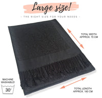 BLACK PAISLEY PRINT REVERSIBLE PASHMINA SHAWL SCARF
