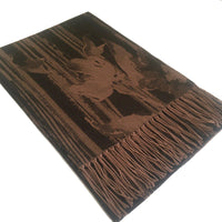 A-SHU BLACK BRONZE REVERSIBLE PASHMINA SHAWL SCARF IN ABSTRACT FLORAL PRINT - A-SHU.CO.UK