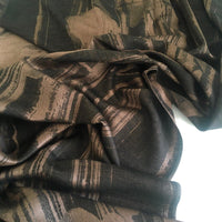 A-SHU BLACK BRONZE REVERSIBLE PASHMINA SHAWL SCARF IN ABSTRACT FLORAL PRINT - A-SHU.CO.UK