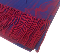 A-SHU BLUE BERRY REVERSIBLE PASHMINA SHAWL SCARF IN ABSTRACT FLORAL PRINT - A-SHU.CO.UK