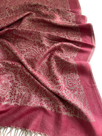 BURGUNDY PAISLEY PRINT REVERSIBLE PASHMINA SHAWL SCARF