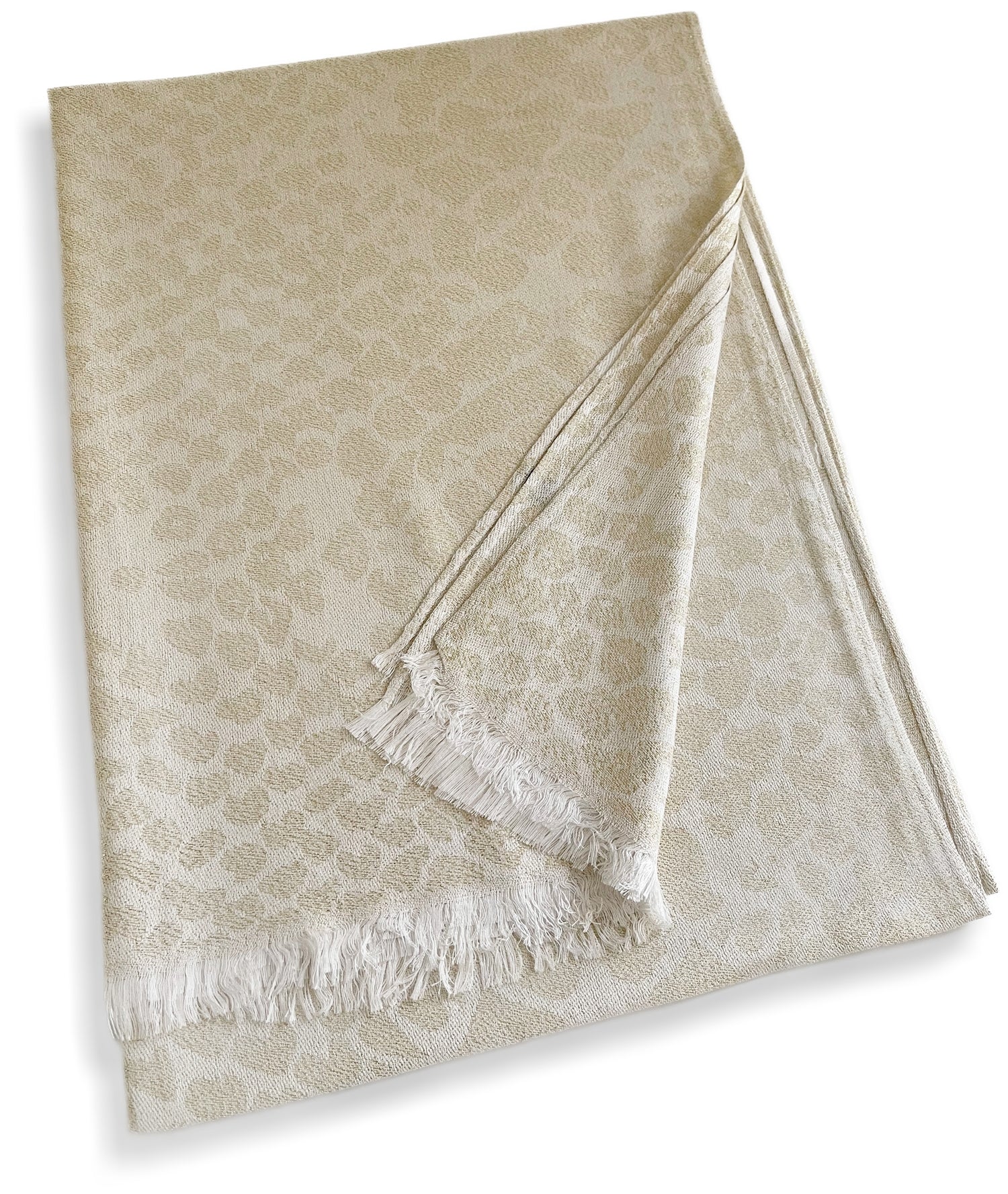 CREAM SPARKLY METALLIC LEOPARD PRINT EVENING SHAWL SCARF