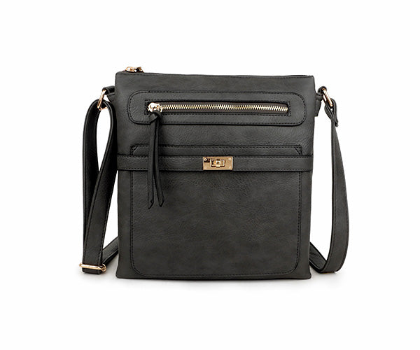 A-SHU DARK GREY MULTI COMPARTMENT CROSS BODY SHOULDER BAG - A-SHU.CO.UK