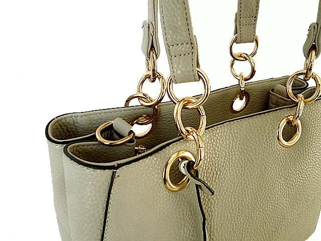 A-SHU LIGHT GREY MULTI-COMPARTMENT CHAIN HANDBAG WITH STRAP - A-SHU.CO.UK