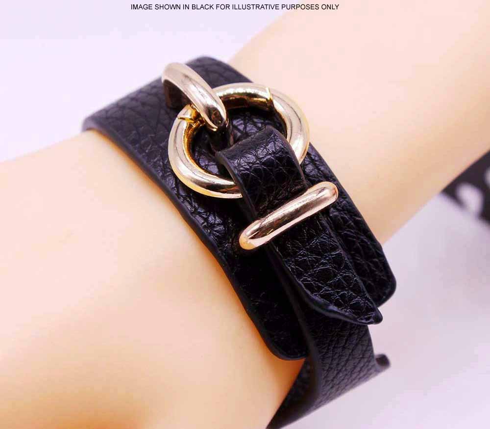 A-SHU TAUPE GENUINE LEATHER WIDE CUFF BRACELET WITH BUCKLE CLOSURE - A-SHU.CO.UK