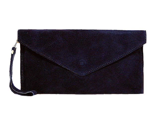 Dark navy suede clutch bag online