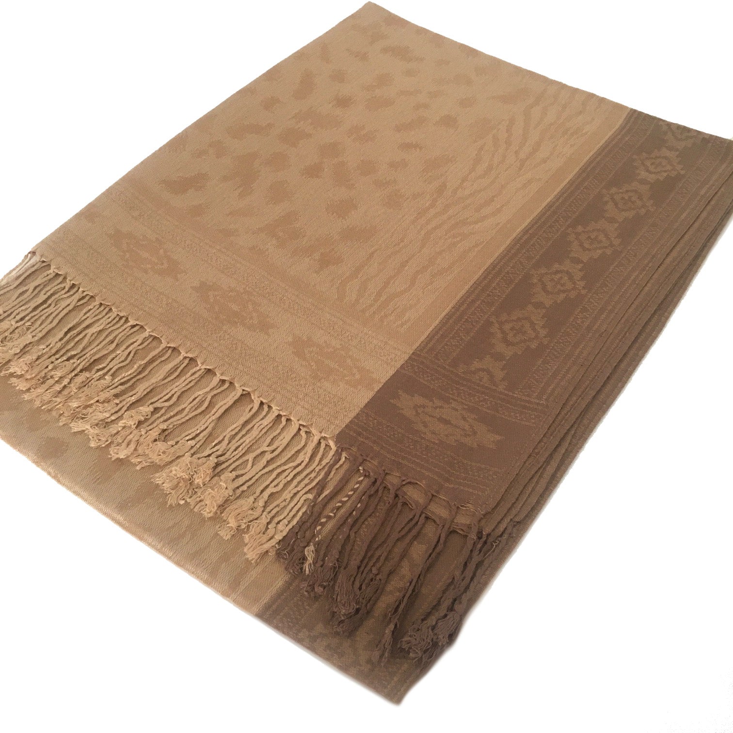 A-SHU GOLD ANIMAL PRINT REVERSIBLE PASHMINA SHAWL SCARF - A-SHU.CO.UK