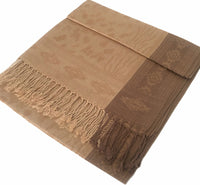 A-SHU GOLD ANIMAL PRINT REVERSIBLE PASHMINA SHAWL SCARF - A-SHU.CO.UK