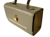A-SHU GREY HARDBACK BOX SHOULDER BAG WITH PADLOCK DESIGN AND LONG STRAP - A-SHU.CO.UK