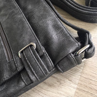 A-SHU LARGE GREY MULTI COMPARTMENT CROSS BODY OVER SHOULDER BAG WITH LONG STRAP - A-SHU.CO.UK