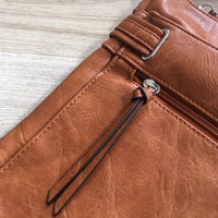 A-SHU LARGE BROWN MULTI COMPARTMENT CROSS BODY OVER SHOULDER BAG WITH LONG STRAP - A-SHU.CO.UK