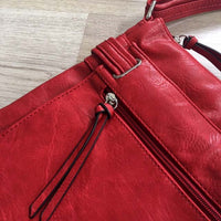 A-SHU LARGE RED MULTI COMPARTMENT CROSS BODY OVER SHOULDER BAG WITH LONG STRAP - A-SHU.CO.UK