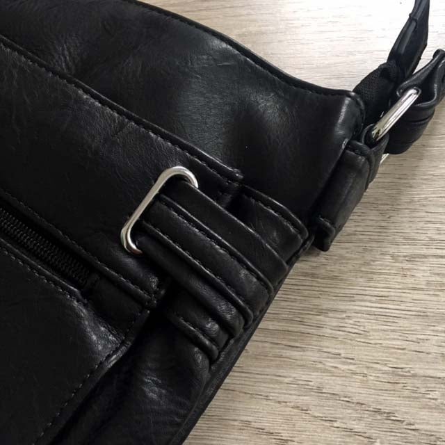 A-SHU LARGE BLACK MULTI COMPARTMENT CROSS BODY OVER SHOULDER BAG WITH LONG STRAP - A-SHU.CO.UK