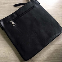 A-SHU LARGE BLACK MULTI COMPARTMENT CROSS BODY OVER SHOULDER BAG WITH LONG STRAP - A-SHU.CO.UK