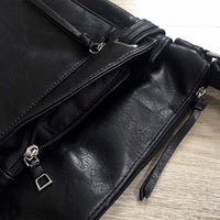 A-SHU LARGE BLACK MULTI COMPARTMENT CROSS BODY OVER SHOULDER BAG WITH LONG STRAP - A-SHU.CO.UK