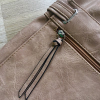 A-SHU LARGE BEIGE MULTI COMPARTMENT CROSS BODY OVER SHOULDER BAG WITH LONG STRAP - A-SHU.CO.UK