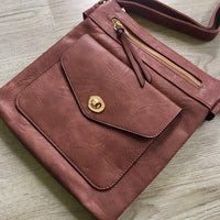 A-SHU LARGE DUSKY PINK TURN LOCK MULTI COMPARTMENT CROSS BODY SHOULDER BAG WITH LONG STRAP - A-SHU.CO.UK