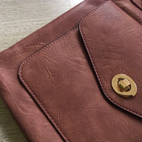 A-SHU LARGE DUSKY PINK TURN LOCK MULTI COMPARTMENT CROSS BODY SHOULDER BAG WITH LONG STRAP - A-SHU.CO.UK