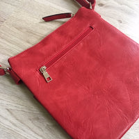 A-SHU LARGE RED MULTI COMPARTMENT CROSSBODY BAG WITH LONG STRAP - A-SHU.CO.UK
