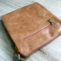 A-SHU LARGE TAUPE MULTI COMPARTMENT CROSSBODY BAG WITH LONG STRAP - A-SHU.CO.UK