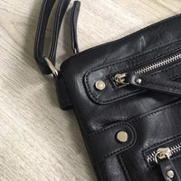 A-SHU LARGE BLACK MULTI COMPARTMENT CROSSBODY BAG WITH LONG STRAP - A-SHU.CO.UK